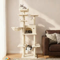 Large Cat Tree for Indoor Cats 63’’ Tall Cat Tower-Beige - Beige - Cat Trees Condos & Scratchers