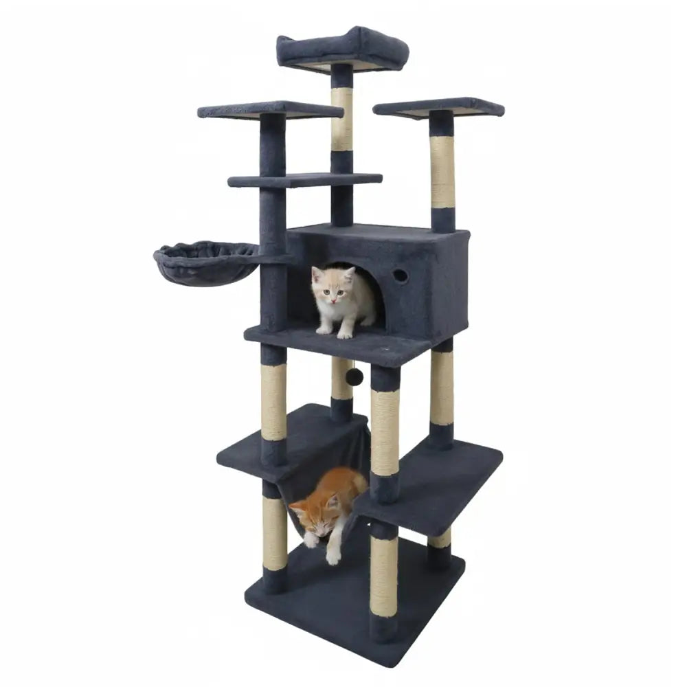 Large Cat Tree for Indoor Cats 63’’ Tall Cat Tower-Dark Gray - Dark Gray - Cat Trees Condos & Scratchers