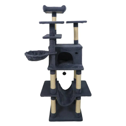 Large Cat Tree for Indoor Cats 63" Tall Cat Tower - Dark Gray - Oasis Home Essentials