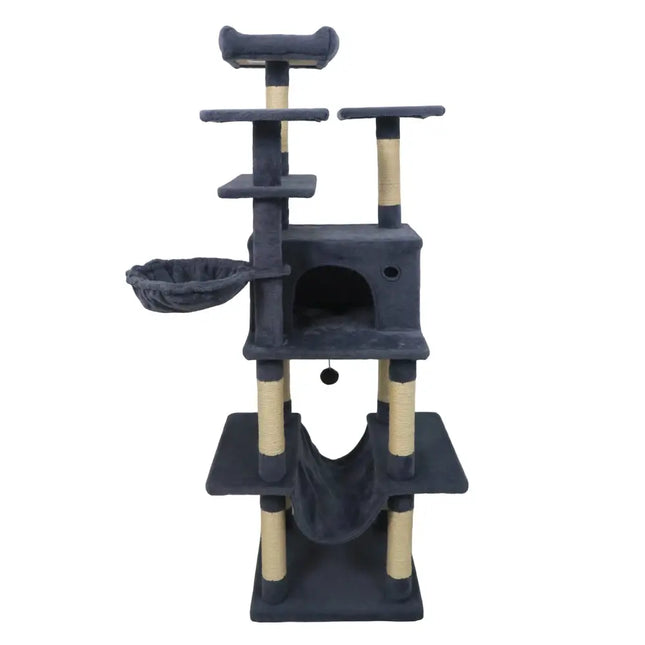 Large Cat Tree for Indoor Cats 63" Tall Cat Tower - Dark Gray - Oasis Home Essentials