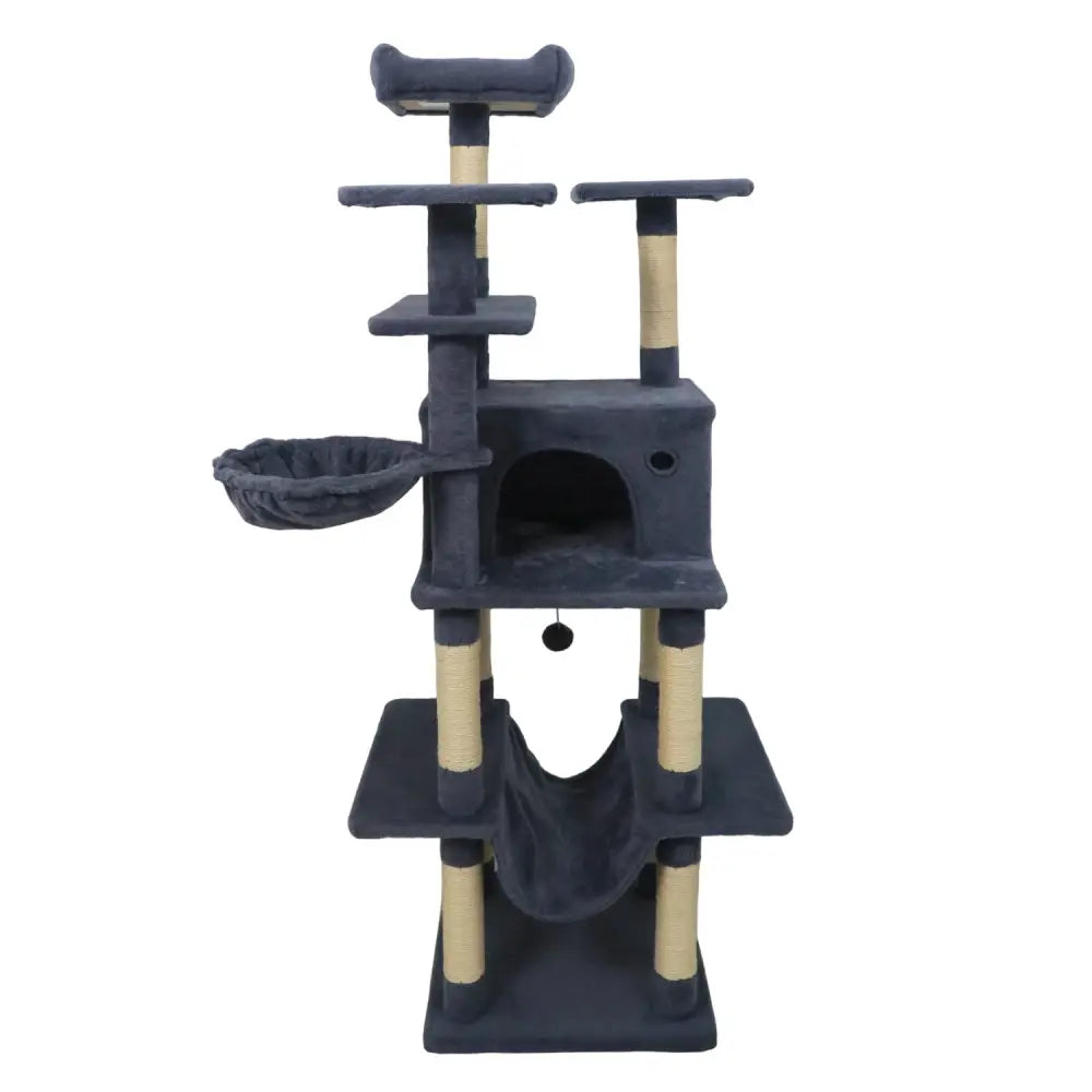Large Cat Tree for Indoor Cats 63’’ Tall Cat Tower-Dark Gray - Dark Gray - Cat Trees Condos & Scratchers