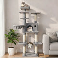 Large Cat Tree for Indoor Cats 63’’ Tall Cat Tower-Lght Gray - Light Gray - Cat Trees Condos & Scratchers