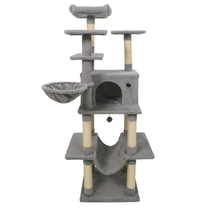 Large Cat Tree for Indoor Cats 63’’ Tall Cat Tower-Lght Gray - Light Gray - Cat Trees Condos & Scratchers