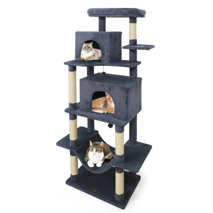 Large Cat Tree for Indoor Cats 70’’ Tall Cat Tower-Dark Gray - Dark Gray - Cat Trees Condos & Scratchers