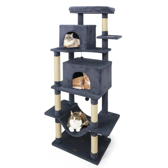 Large Cat Tree for Indoor Cats 70’’ Tall Cat Tower-Dark Gray - Dark Gray - Cat Trees Condos & Scratchers