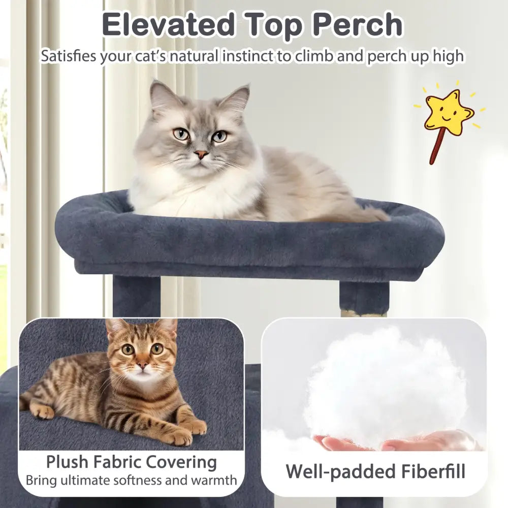 Large Cat Tree for Indoor Cats 70’’ Tall Cat Tower-Dark Gray - Dark Gray - Cat Trees Condos & Scratchers