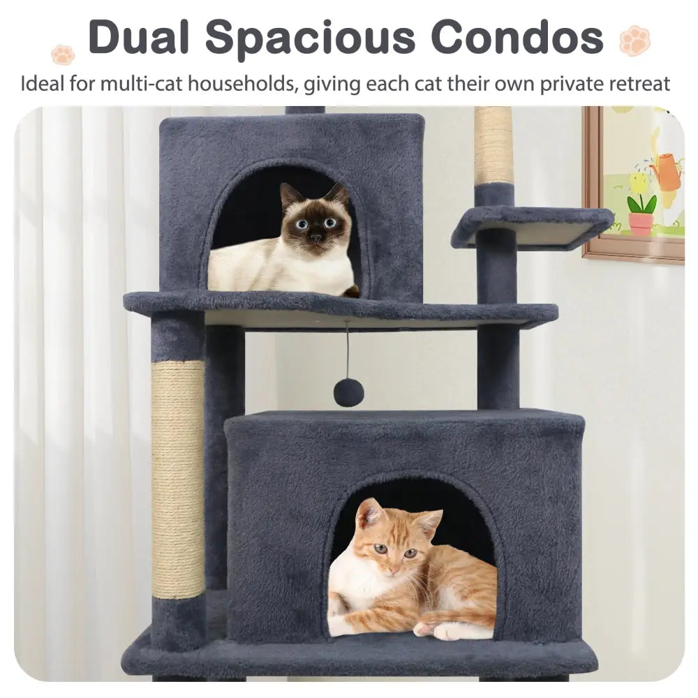 Large Cat Tree for Indoor Cats 70’’ Tall Cat Tower-Dark Gray - Dark Gray - Cat Trees Condos & Scratchers