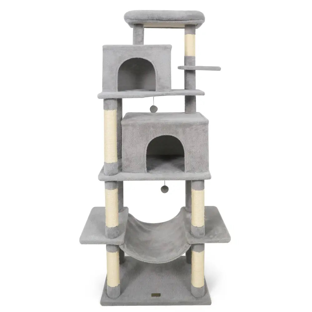 Large Cat Tree for Indoor Cats 70’’ Tall Cat Tower-Light Gray - Light Gray - Cat Trees Condos & Scratchers