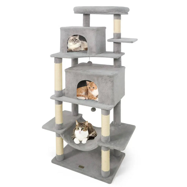 Large Cat Tree for Indoor Cats 70’’ Tall Cat Tower-Light Gray - Light Gray - Cat Trees Condos & Scratchers