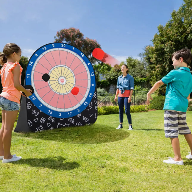 Large Dart Board for Kids with 4 Kick Balls-Black - Black - Lawn Games