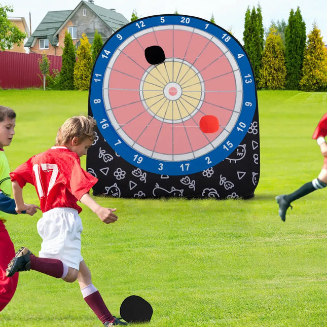 Large Dart Board for Kids with 4 Kick Balls-Black - Black - Lawn Games