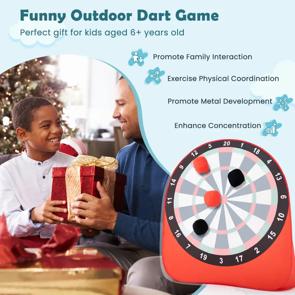 Large Dart Board for Kids with 4 Kick Balls-Red - Red - Lawn Games