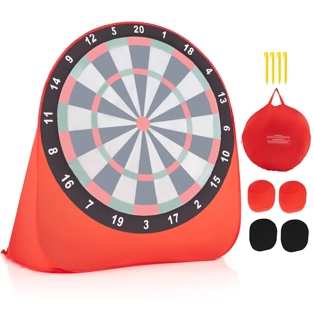 Large Dart Board for Kids with 4 Kick Balls-Red - Red - Lawn Games