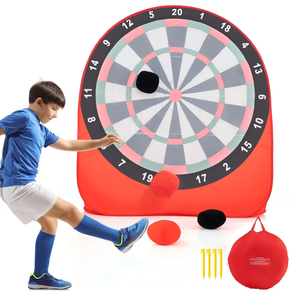 Large Dart Board for Kids with 4 Kick Balls-Red - Red - Lawn Games