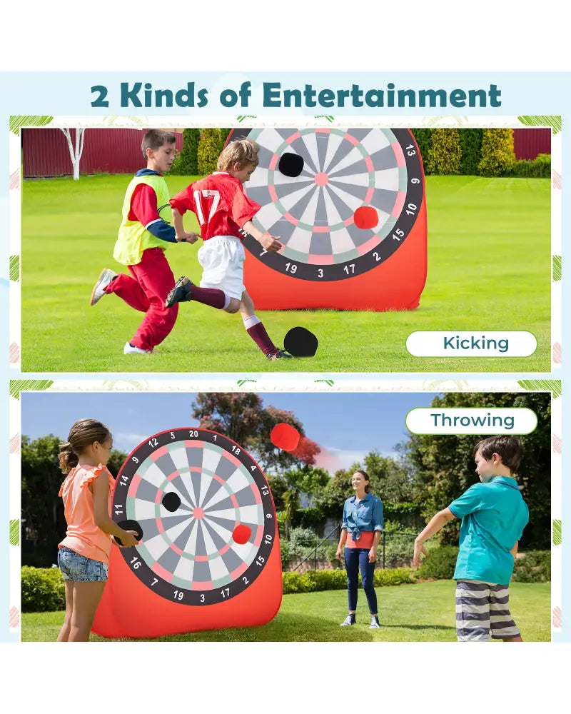 Large Dart Board for Kids with 4 Kick Balls-Red - Red - Lawn Games