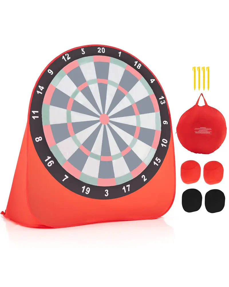Large Dart Board for Kids with 4 Kick Balls-Red - Red - Lawn Games