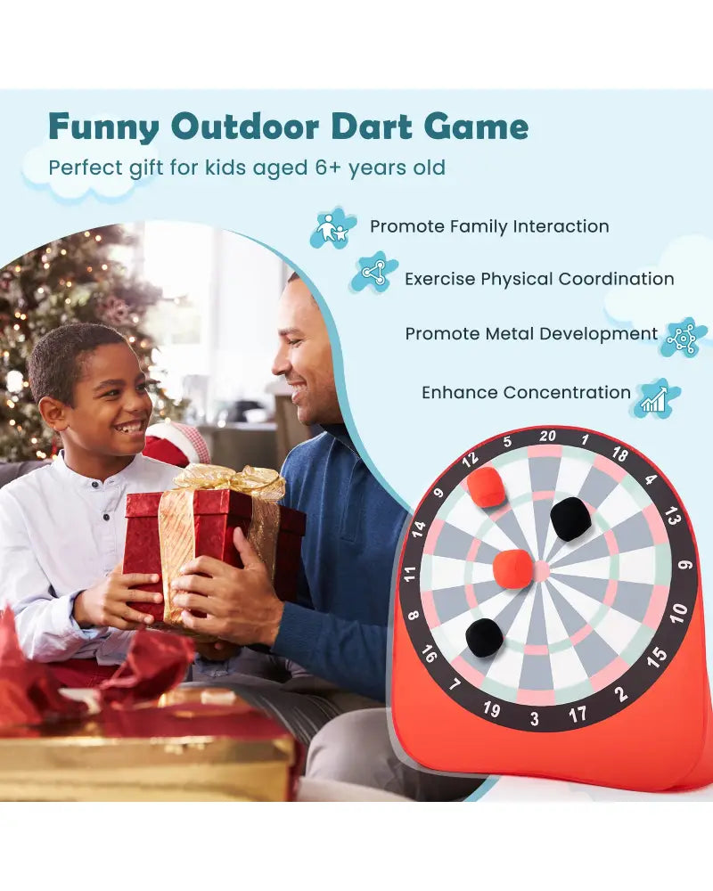 Large Dart Board for Kids with 4 Kick Balls-Red - Red - Lawn Games