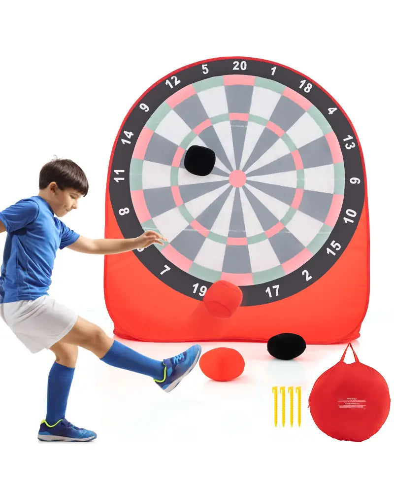 Large Dart Board for Kids with 4 Kick Balls-Red - Red - Lawn Games