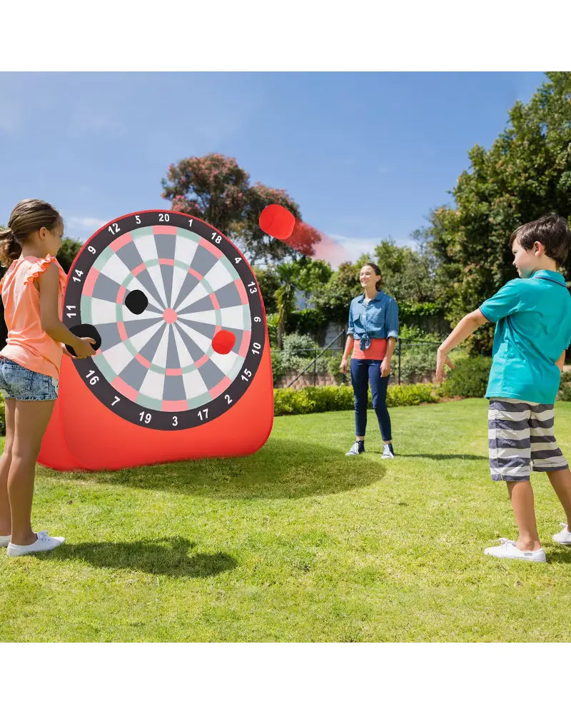 Large Dart Board for Kids with 4 Kick Balls-Red - Red - Lawn Games