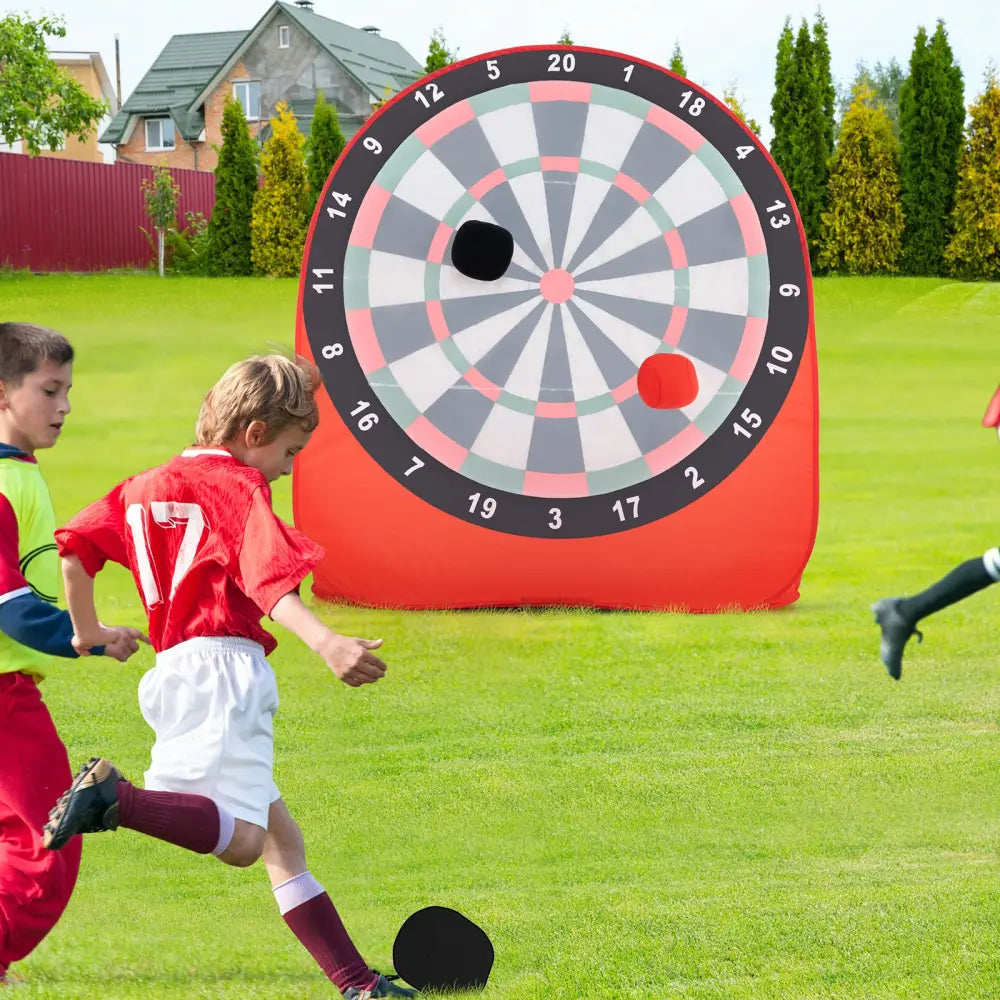 Large Dart Board for Kids with 4 Kick Balls-Red - Red - Lawn Games