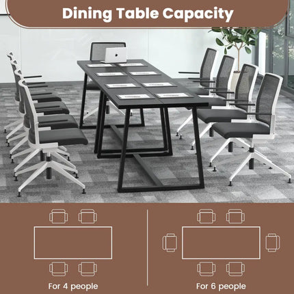 Large Dining Table with Heavy-duty Metal Frame and Anti-slip Foot Pads-Black - Black - Dining Tables