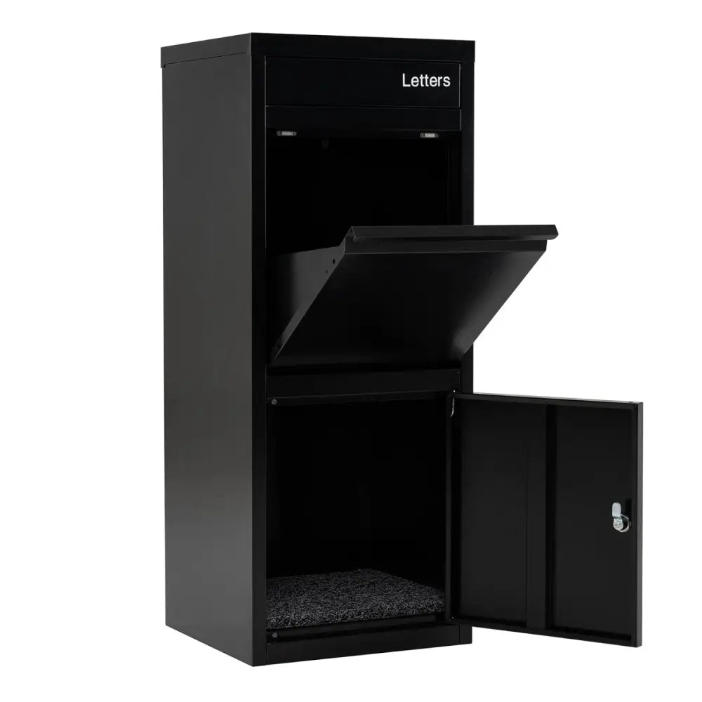 Large Galvanized Package Delivery Box for Outside with Anti-Theft Design-Black - Black - Sheds & Outdoor Storage