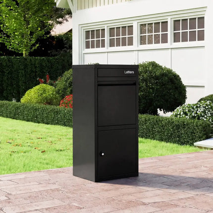 Large Galvanized Package Delivery Box for Outside with Anti-Theft Design-Black - Black - Sheds & Outdoor Storage