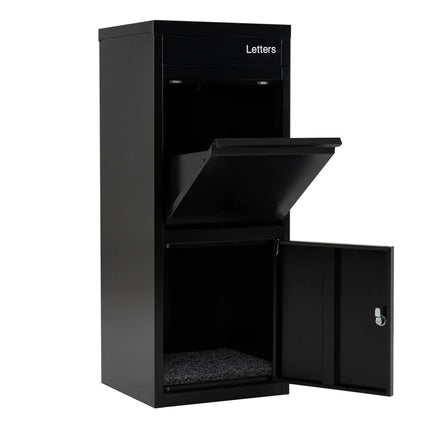 Large Galvanized Package Delivery Box for Outside with Anti-Theft Design-Black - Black - Sheds & Outdoor Storage