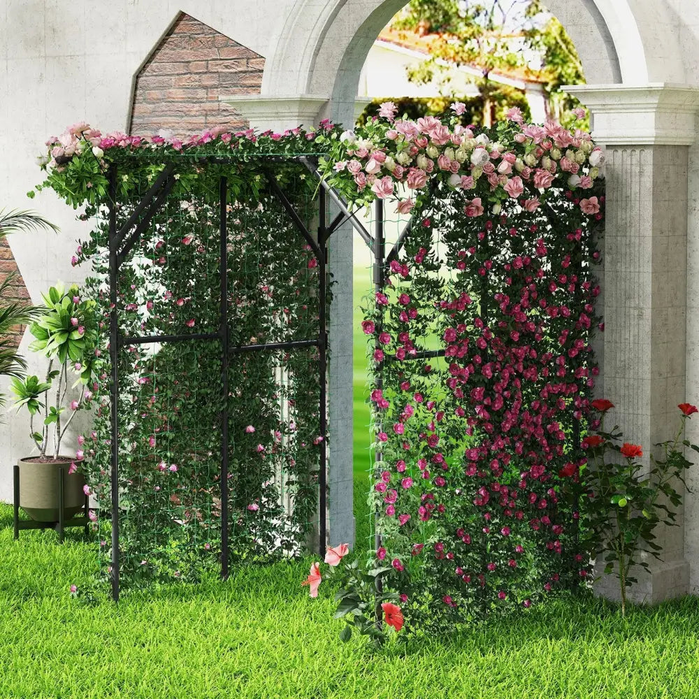 Large Garden Arch Trellis for Climbing Plants Outdoor Grape Vine Support-Black - Black - Garden Arbors
