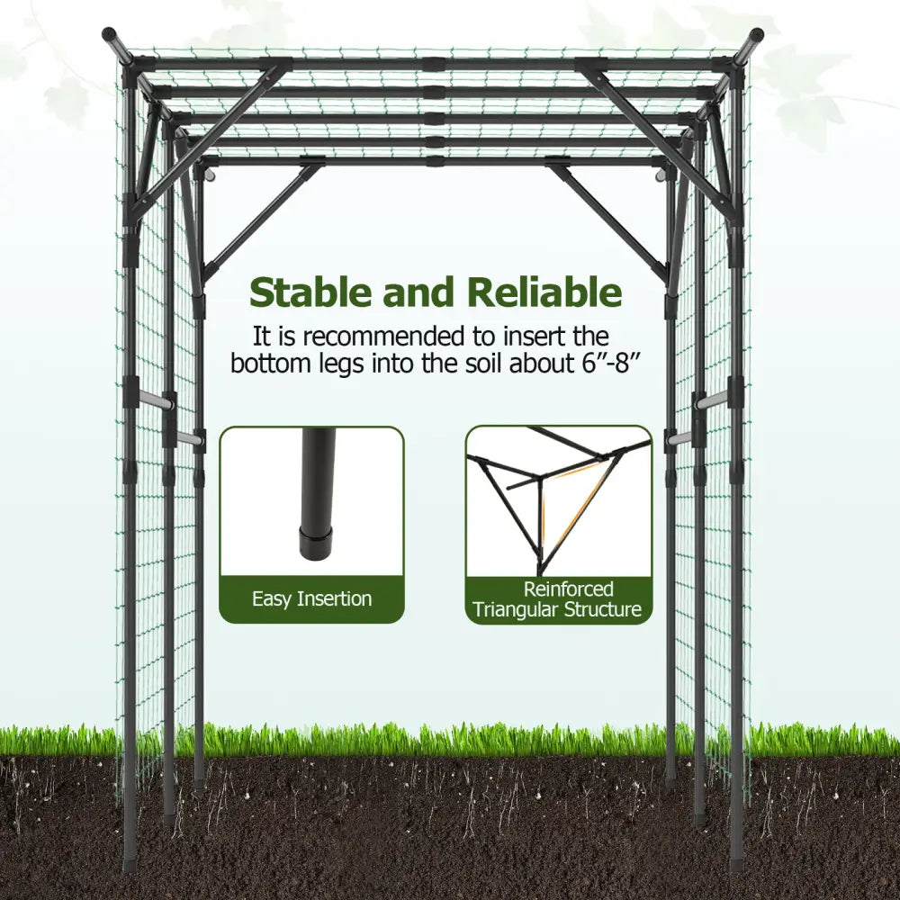 Large Garden Arch Trellis for Climbing Plants Outdoor Grape Vine Support-Black - Black - Garden Arbors