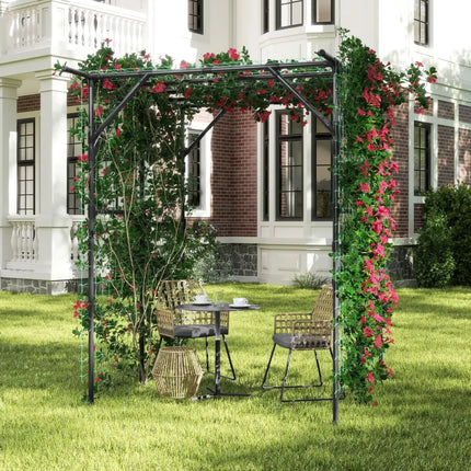 Large Garden Arch Trellis for Climbing Plants Outdoor Grape Vine Support-Black - Black - Outdoor Decor