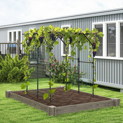 Large Garden Arch Trellis for Climbing Plants Outdoor Grape Vine Support-Black - Black - Outdoor Decor