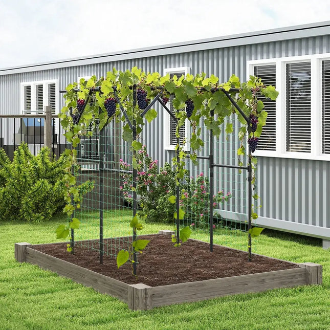 Large Garden Arch Trellis for Climbing Plants Outdoor Grape Vine Support-Black - Black - Outdoor Decor