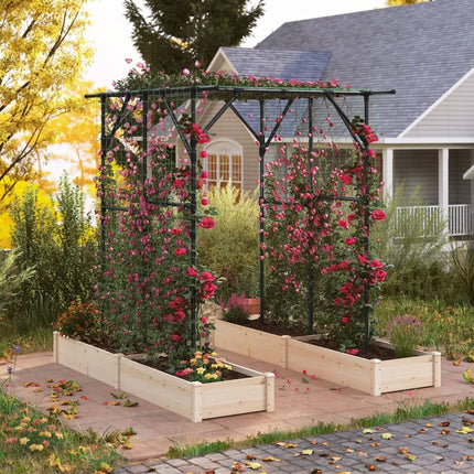 Large Garden Arch Trellis for Climbing Plants Outdoor Grape Vine Support-Black - Black - Outdoor Decor