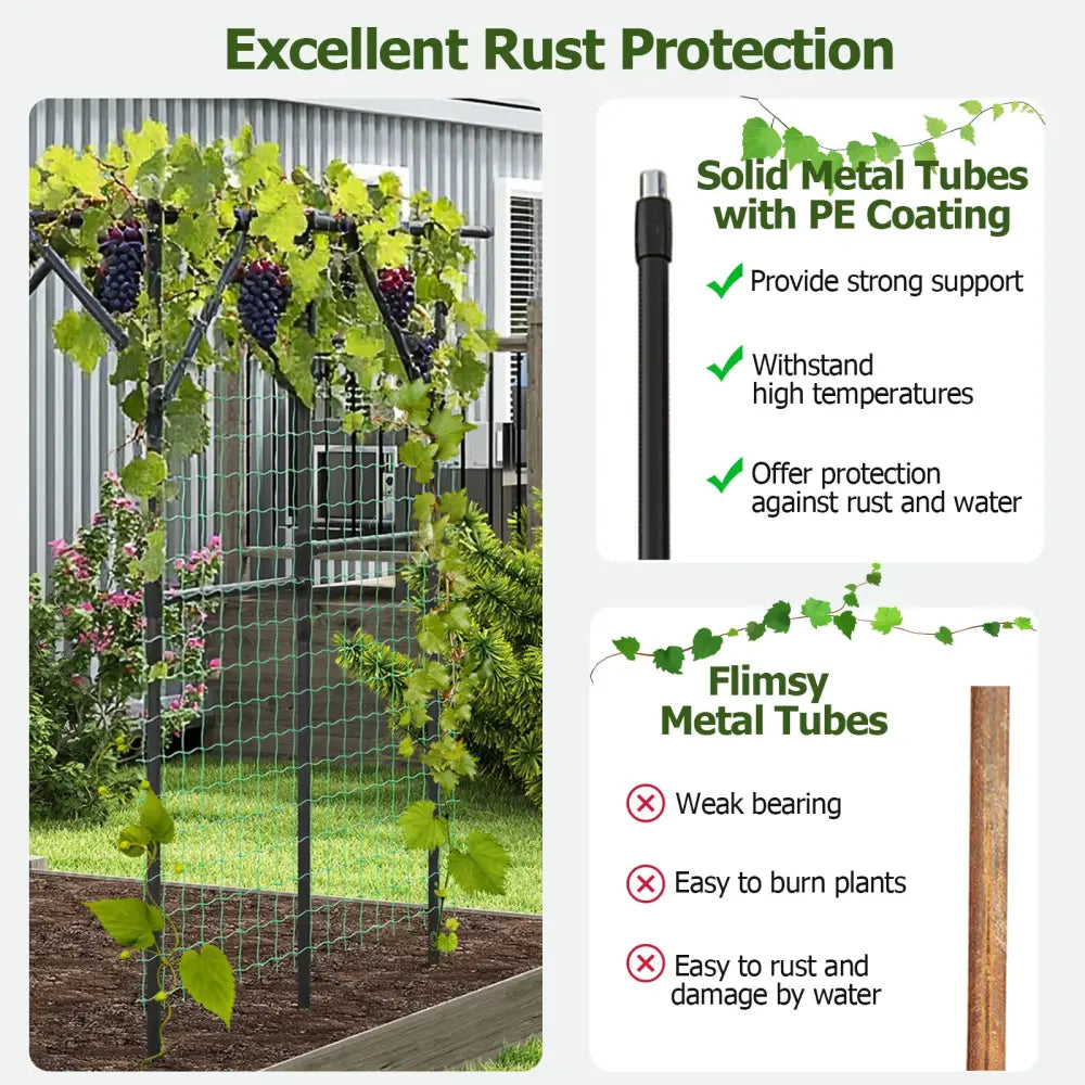 Large Garden Arch Trellis for Climbing Plants Outdoor Grape Vine Support-Black - Black - Garden Arbors