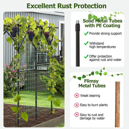 Large Garden Arch Trellis for Climbing Plants Outdoor Grape Vine Support-Black - Black - Outdoor Decor
