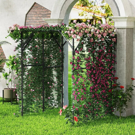 Large Garden Arch Trellis for Climbing Plants Outdoor Grape Vine Support-Black - Black - Outdoor Decor