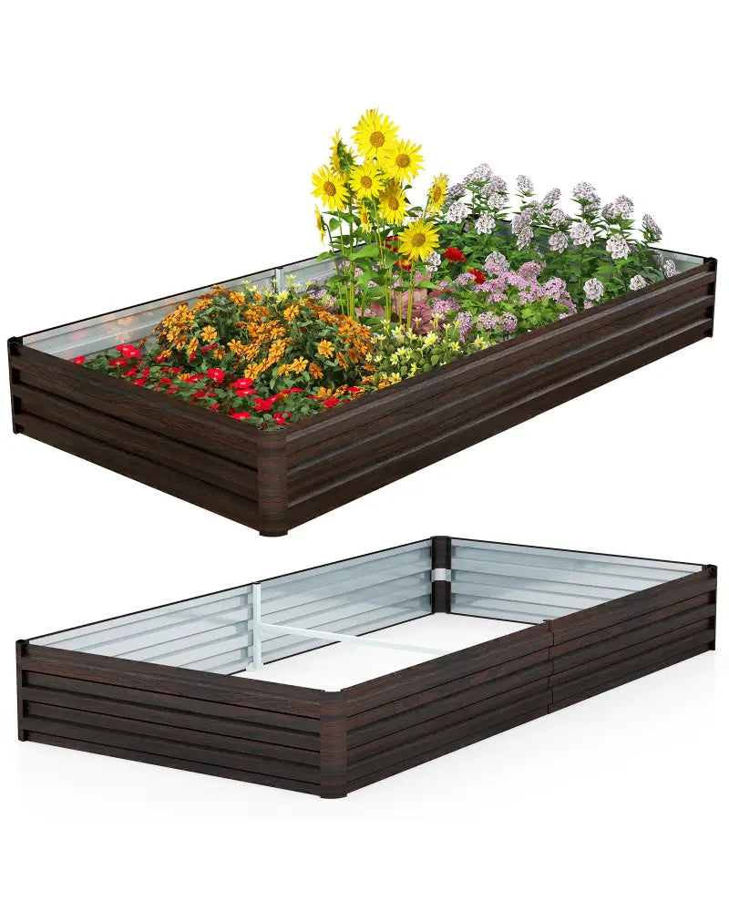 Large Outdoor Metal Planter Box for Vegetable Fruit Herb Flower-Coffee - Coffee - Raised Garden Beds