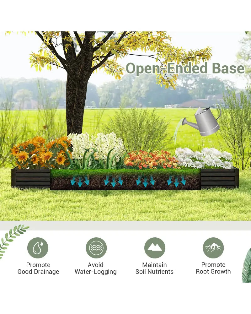 Large Outdoor Metal Planter Box for Vegetable Fruit Herb Flower-Coffee - Coffee - Raised Garden Beds