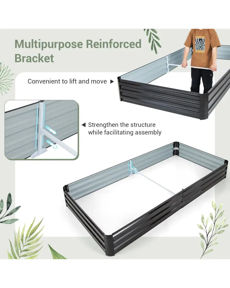 Large Outdoor Metal Planter Box for Vegetable Fruit Herb Flower-Coffee - Coffee - Raised Garden Beds
