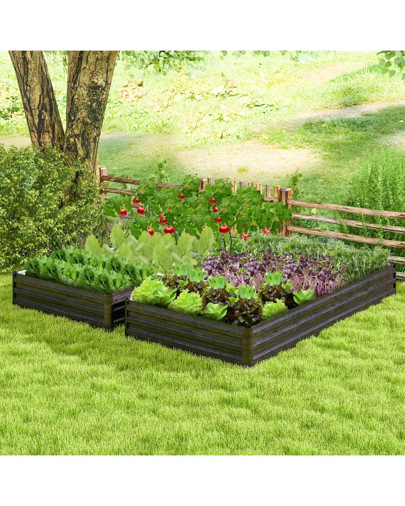 Large Outdoor Metal Planter Box for Vegetable Fruit Herb Flower-Coffee - Coffee - Raised Garden Beds