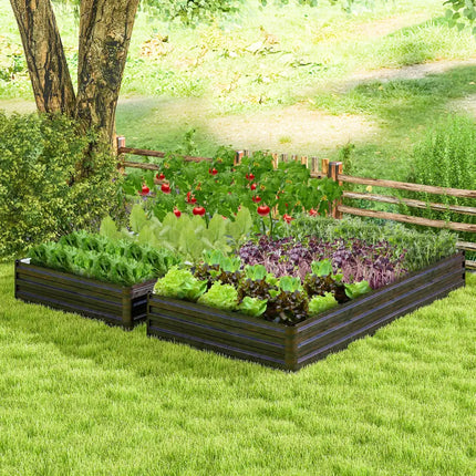 Large Outdoor Metal Planter Box for Vegetable Fruit Herb Flower-Coffee - Coffee - Raised Garden Beds