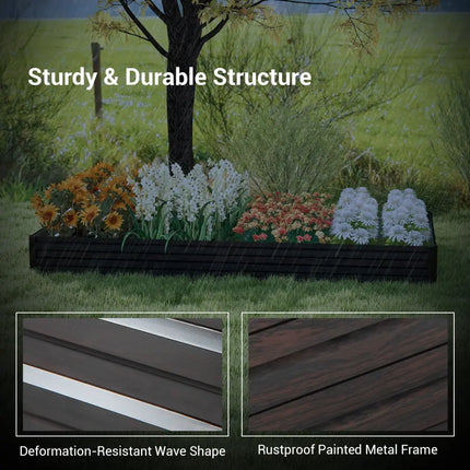 Large Outdoor Metal Planter Box for Vegetable Fruit Herb Flower-Coffee - Coffee - Raised Garden Beds