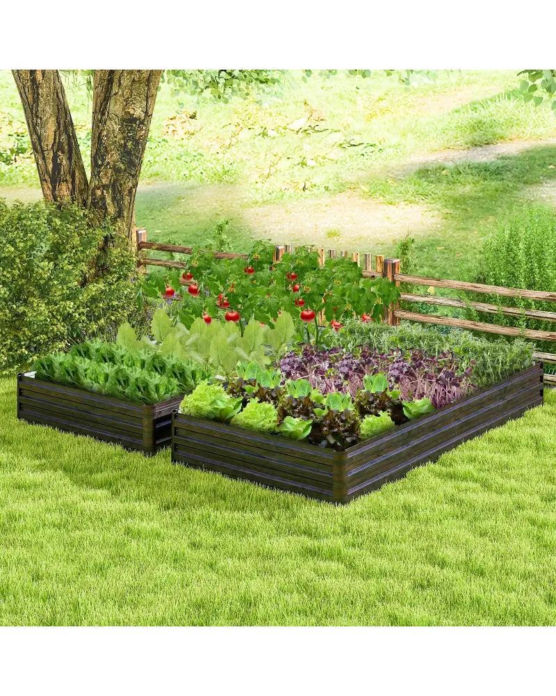 Large Outdoor Metal Planter Box for Vegetable Fruit Herb Flower-Coffee - Coffee - Raised Garden Beds