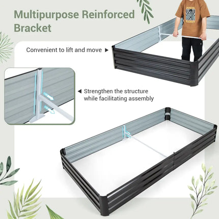 Large Outdoor Metal Planter Box for Vegetable Fruit Herb Flower-Coffee - Coffee - Raised Garden Beds