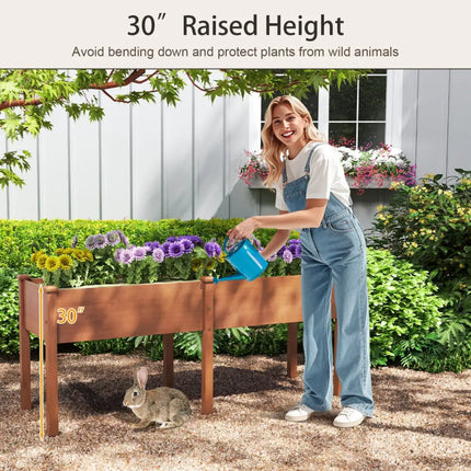 Large Raised Garden Bed with Drainage Holes and 6 Supporting Legs-Brown - Brown - Raised Garden Beds