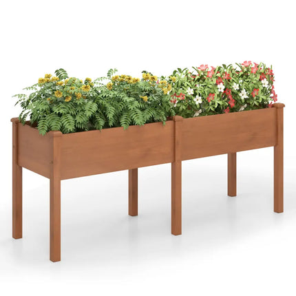 Large Raised Garden Bed with Drainage Holes and 6 Supporting Legs-Brown - Brown - Raised Garden Beds