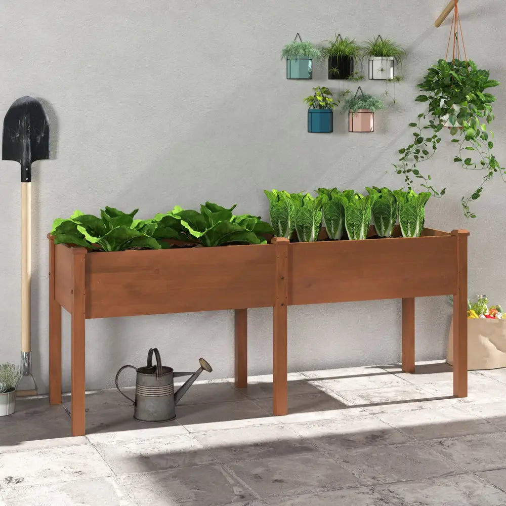 Large Raised Garden Bed with Drainage Holes and 6 Supporting Legs-Brown - Brown - Raised Garden Beds