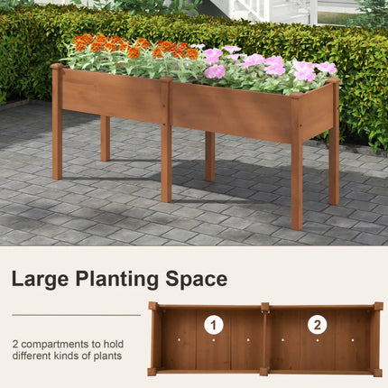 Large Raised Garden Bed with Drainage Holes and 6 Supporting Legs-Brown - Brown - Raised Garden Beds