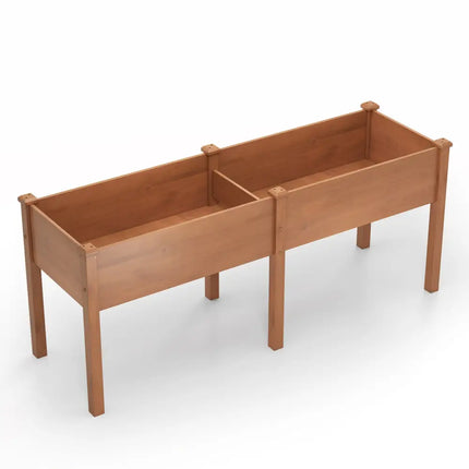 Large Raised Garden Bed with Drainage Holes and 6 Supporting Legs-Brown - Brown - Raised Garden Beds